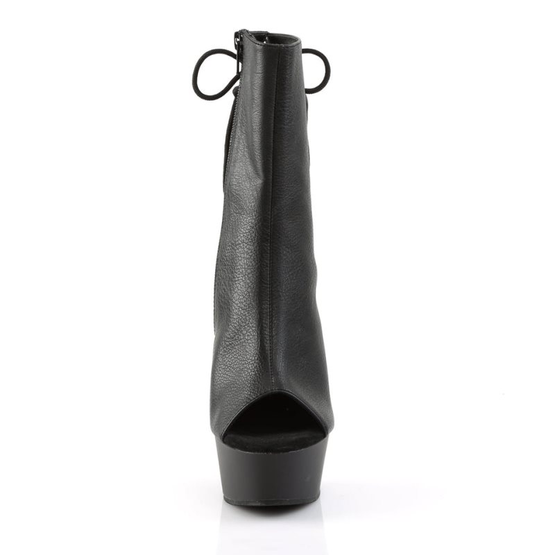 Pleaser Delight-1018 Vegan Leather Laarzen Dames Zwart | BELGIE BERPZDWC