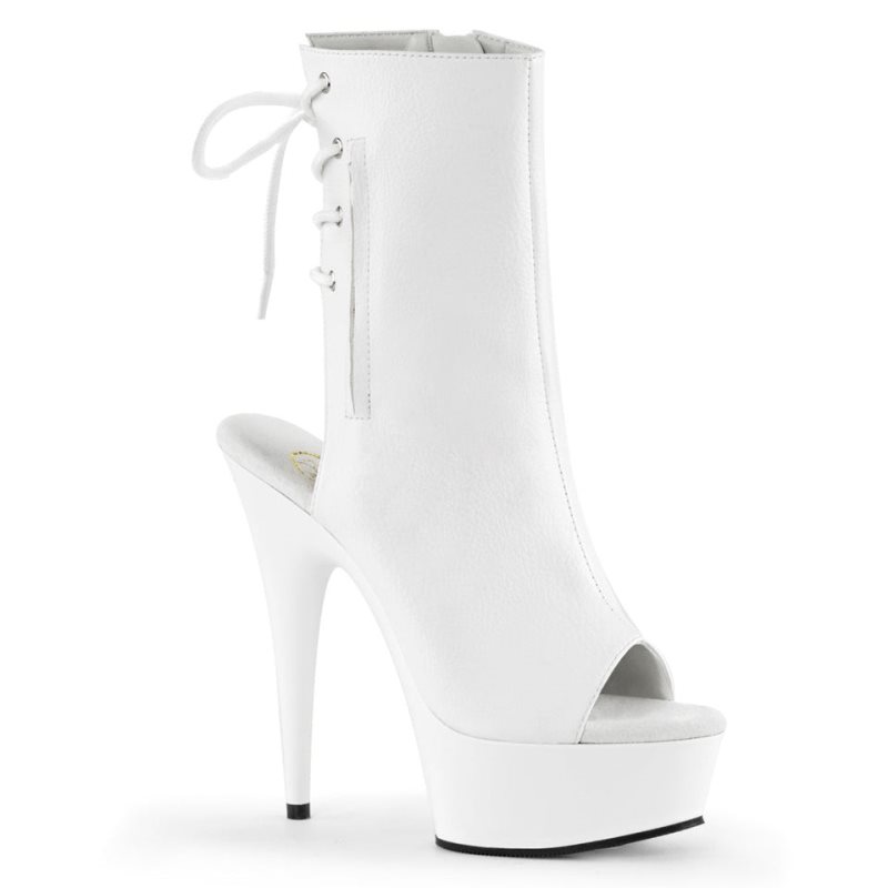 Pleaser Delight-1018 Vegan Leather Laarzen Dames Wit | BELGIE BELOFACQ