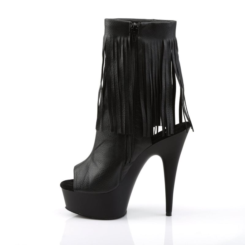 Pleaser Delight-1019 Vegan Leather Laarzen Dames Zwart | BELGIE BESKPEVW
