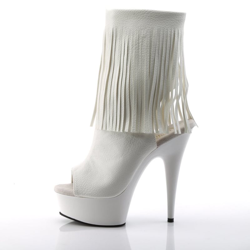 Pleaser Delight-1019 Vegan Leather Laarzen Dames Wit | BELGIE BESHKUIG