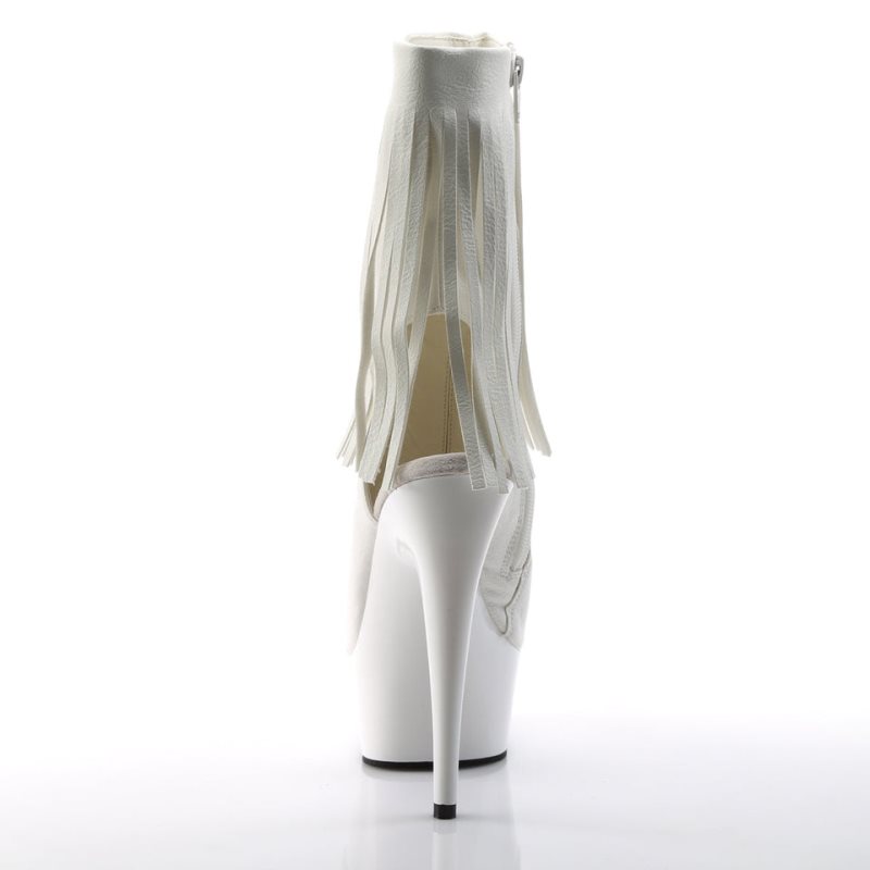 Pleaser Delight-1019 Vegan Leather Laarzen Dames Wit | BELGIE BESHKUIG