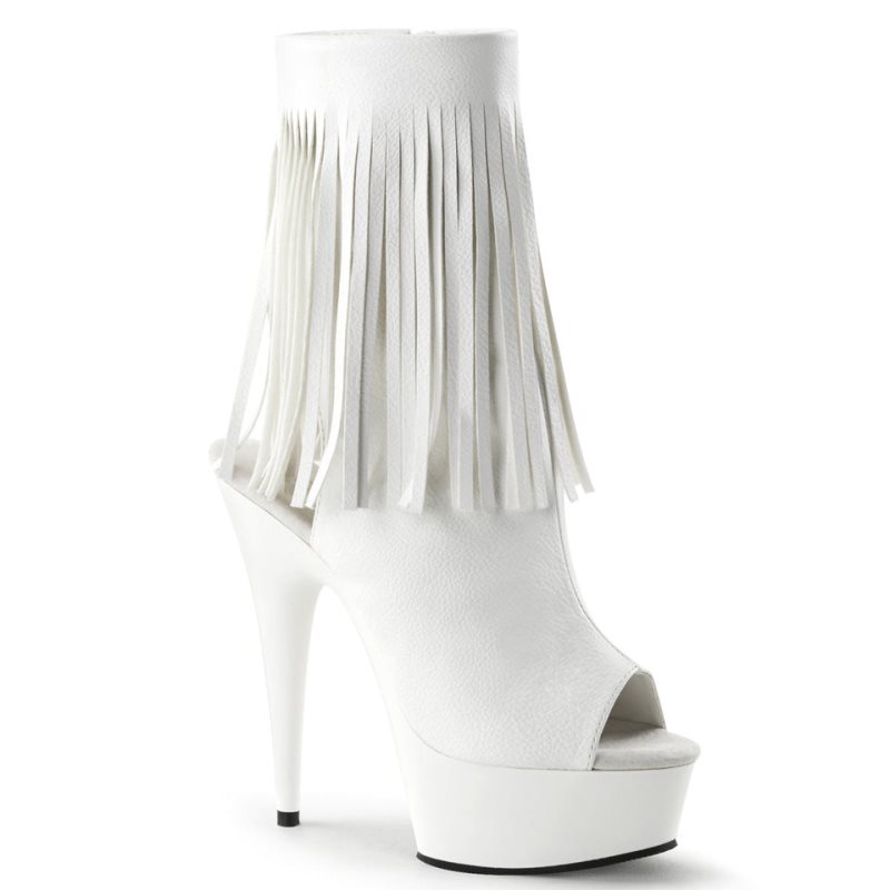 Pleaser Delight-1019 Vegan Leather Laarzen Dames Wit | BELGIE BESHKUIG
