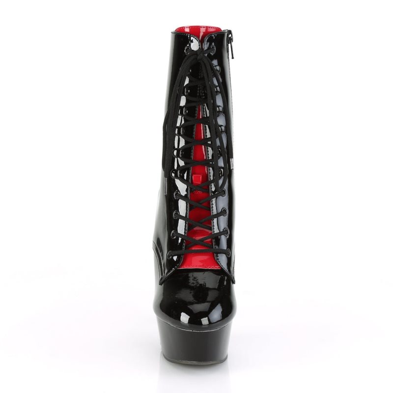 Pleaser Delight-1020FH Laarzen Dames Zwart Rood | BELGIE BEKQTZDC