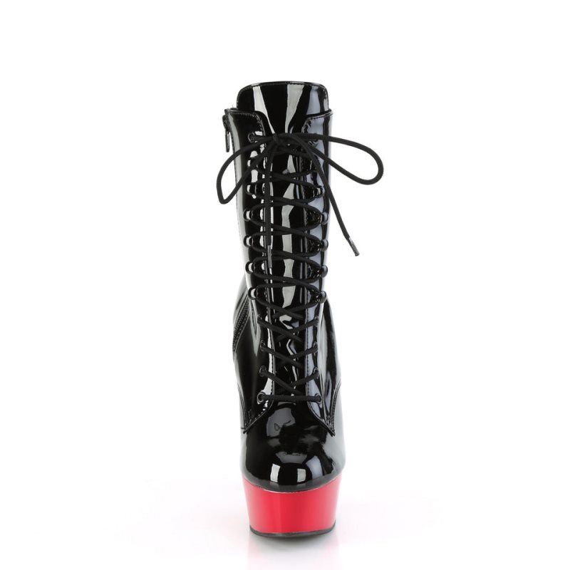 Pleaser Delight-1020 Laarzen Dames Zwart Rood | BELGIE BEQCTZEU