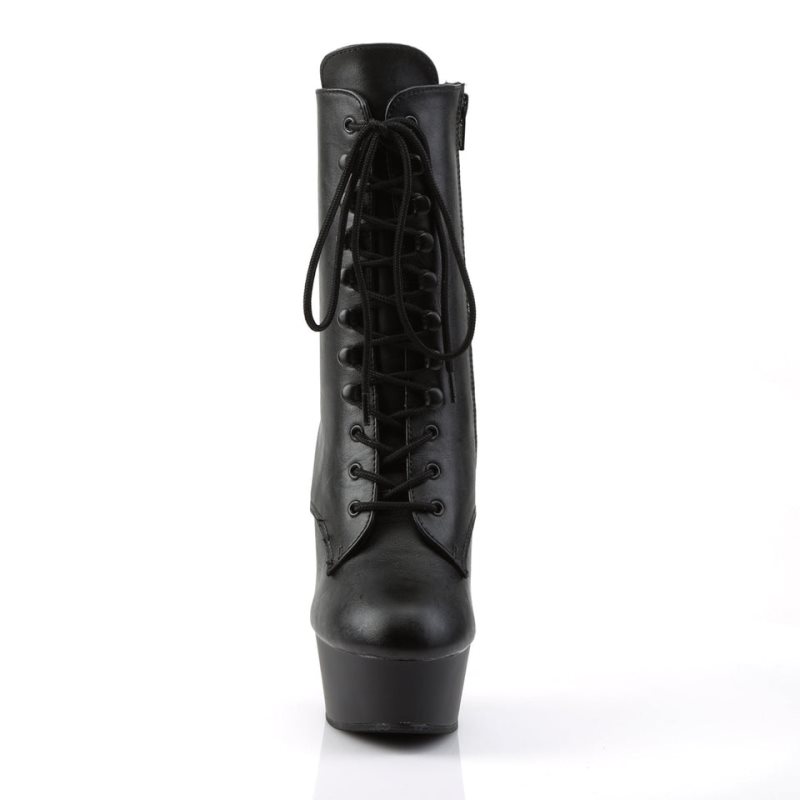 Pleaser Delight-1020 Vegan Leather Laarzen Dames Zwart | BELGIE BEOVYFCA