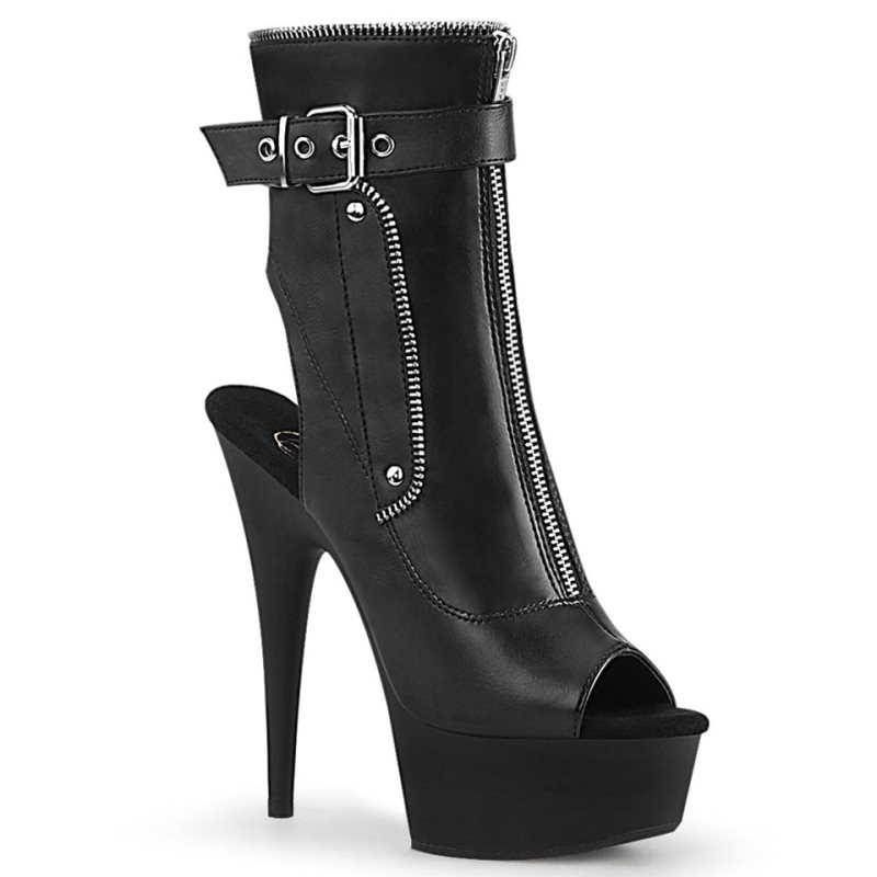 Pleaser Delight-1035 Vegan Leather Laarzen Dames Zwart | BELGIE BETCZQPR