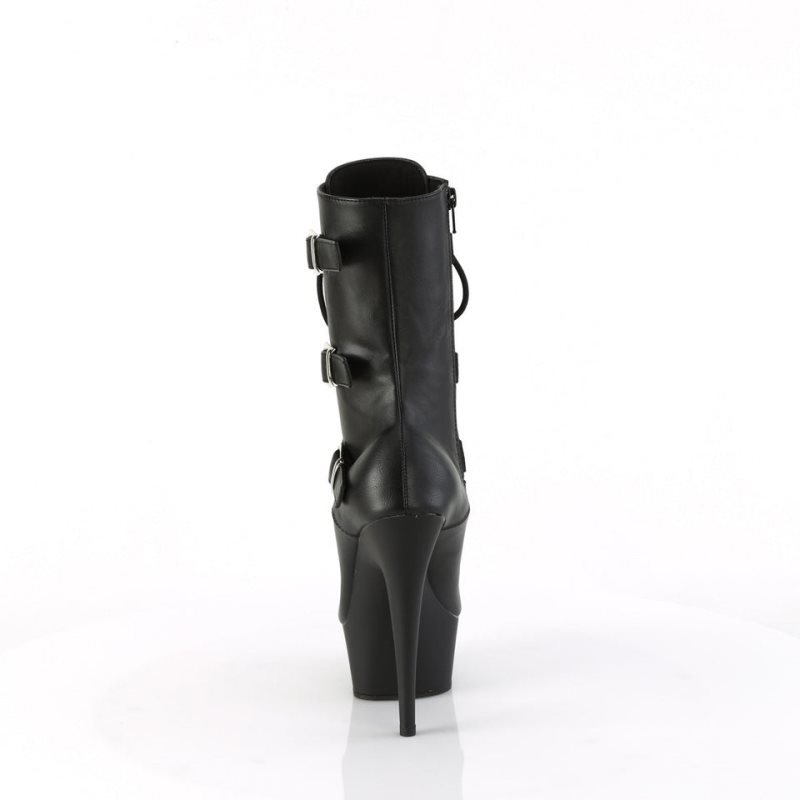 Pleaser Delight-1043 Vegan Leather Laarzen Dames Zwart | BELGIE BEPMBDHN