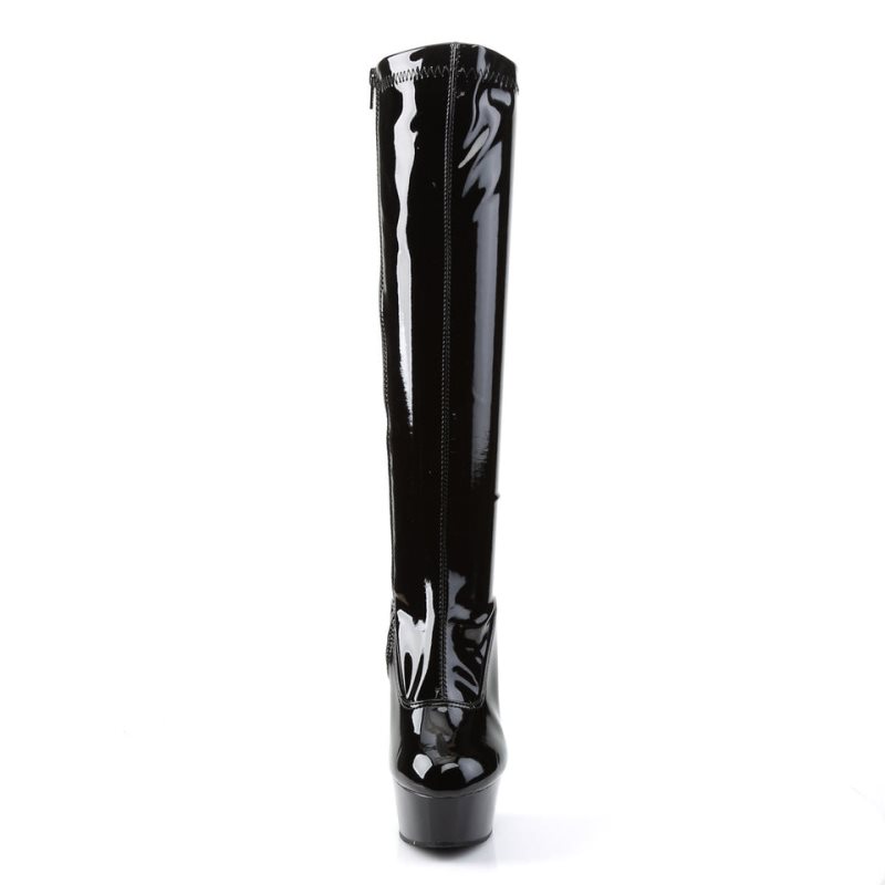 Pleaser Delight-2000 Knie Laarzen Dames Zwart | BELGIE BERKAGLZ