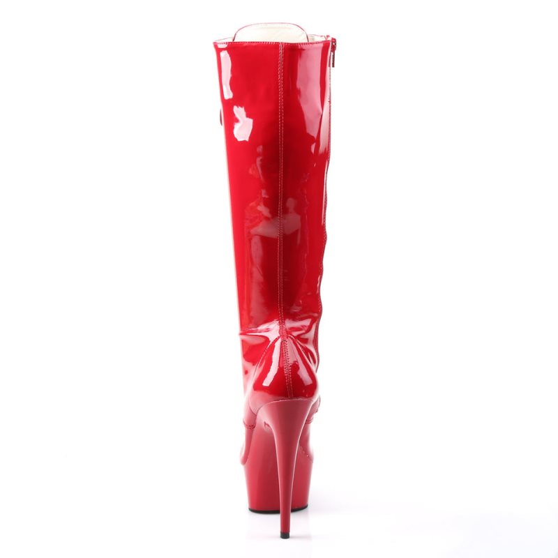 Pleaser Delight-2023 Knie Laarzen Dames Rood | BELGIE BEBWXMSK