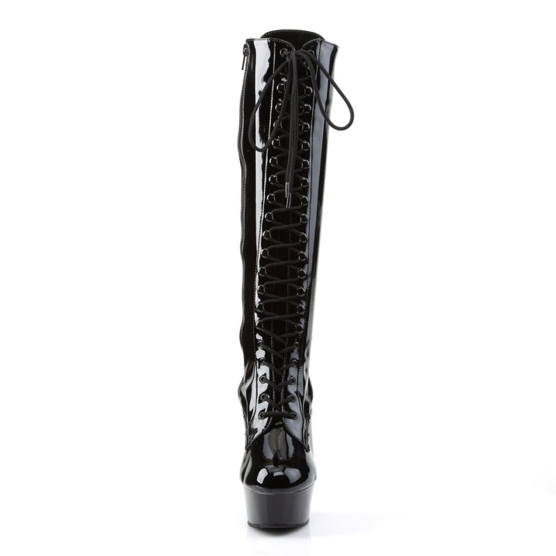 Pleaser Delight-2023 Knie Laarzen Dames Zwart | BELGIE BEWTNMAO