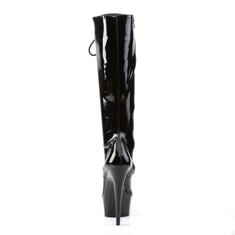 Pleaser Delight-2023 Knie Laarzen Dames Zwart | BELGIE BEWTNMAO
