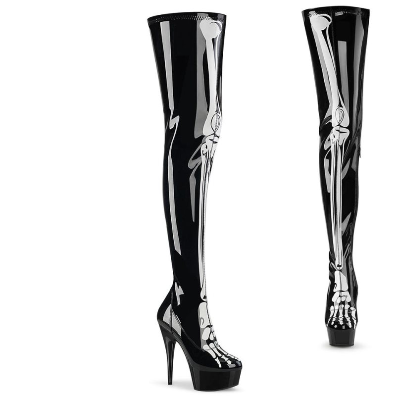 Pleaser Delight-3000BONE Hoge Hakken Dames Zwart | BELGIE BETEVAOS