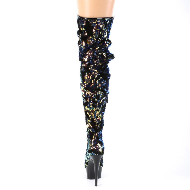 Pleaser Delight-3004 Hoge Hakken Dames Blauw Zwart | BELGIE BEYJTUGR