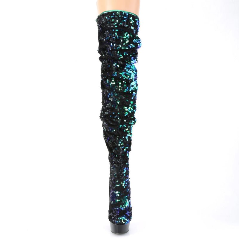Pleaser Delight-3004 Hoge Hakken Dames Groen Zwart | BELGIE BEIFUDOT