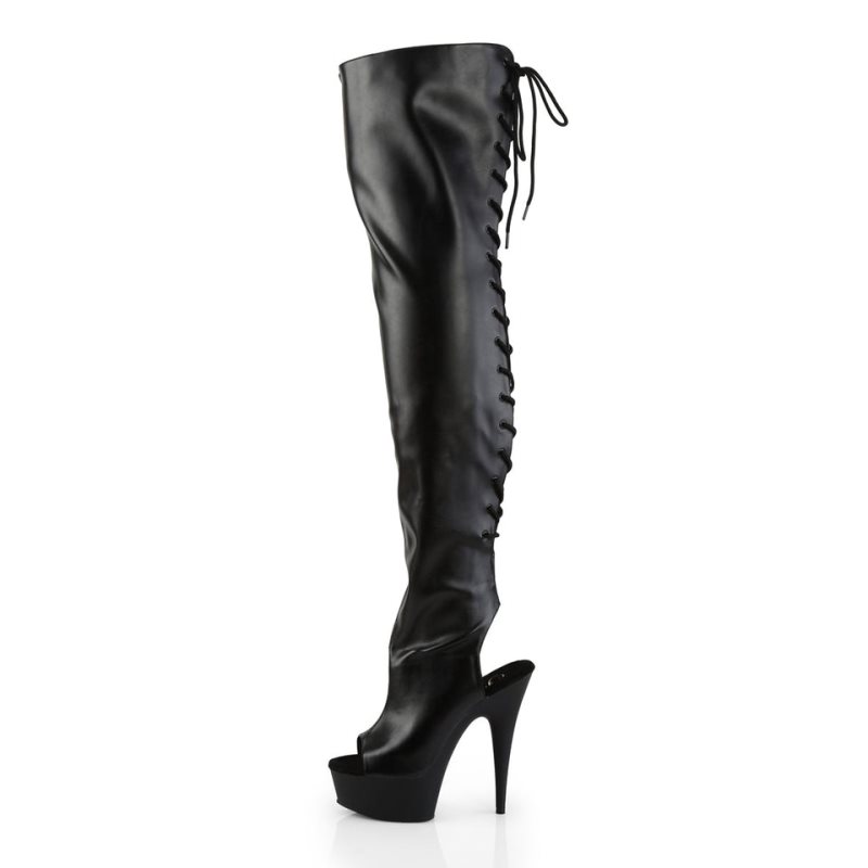 Pleaser Delight-3017 Vegan Leather Hoge Hakken Dames Zwart | BELGIE BELCJKNX