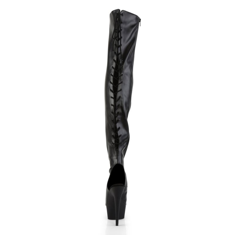 Pleaser Delight-3017 Vegan Leather Hoge Hakken Dames Zwart | BELGIE BELCJKNX