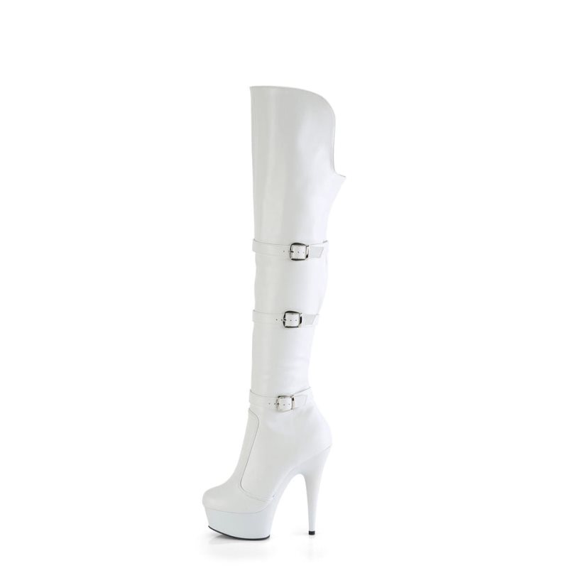 Pleaser Delight-3018 Vegan Leather Hoge Hakken Dames Wit | BELGIE BEZUEVMG