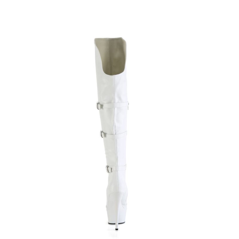 Pleaser Delight-3018 Vegan Leather Hoge Hakken Dames Wit | BELGIE BEZUEVMG