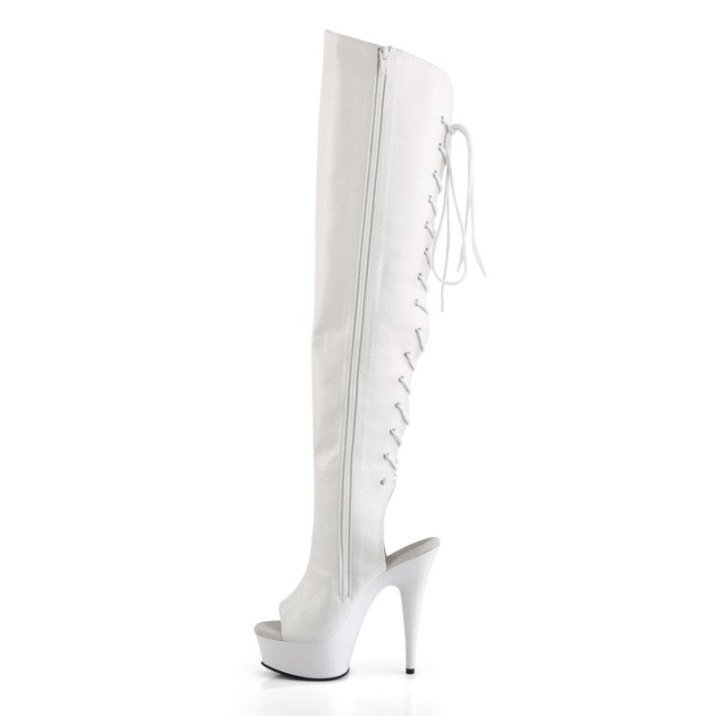 Pleaser Delight-3019 Vegan Leather Hoge Hakken Dames Wit | BELGIE BEDCURBO