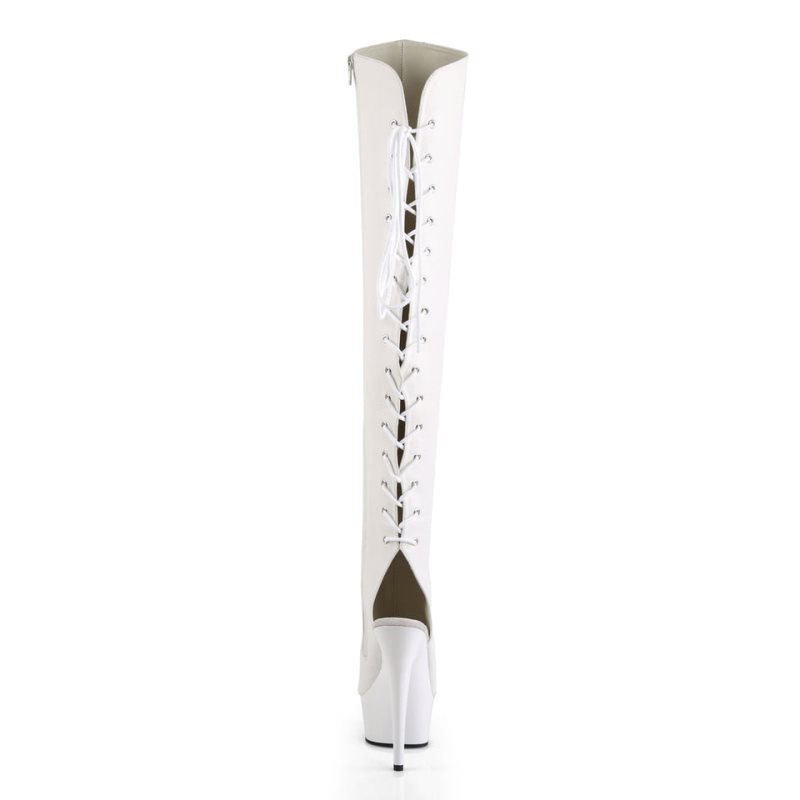 Pleaser Delight-3019 Vegan Leather Hoge Hakken Dames Wit | BELGIE BEDCURBO