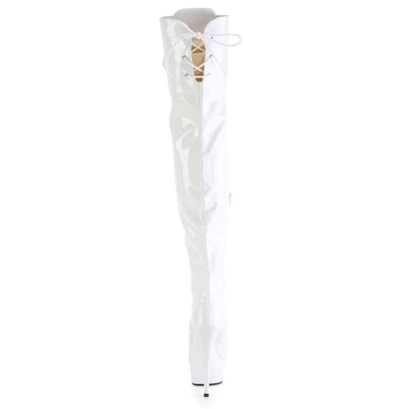 Pleaser Delight-3022 Hoge Hakken Dames Wit | BELGIE BEXAJVPS