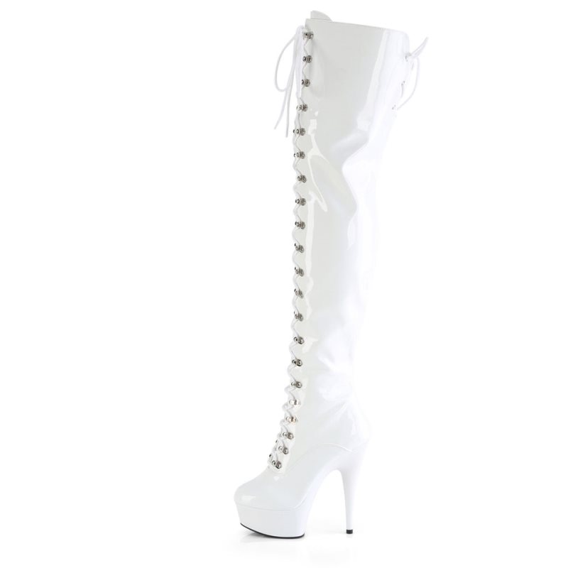 Pleaser Delight-3022 Hoge Hakken Dames Wit | BELGIE BEXAJVPS