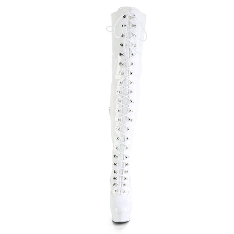 Pleaser Delight-3022 Hoge Hakken Dames Wit | BELGIE BEXAJVPS
