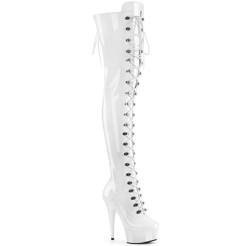 Pleaser Delight-3022 Hoge Hakken Dames Wit | BELGIE BEXAJVPS