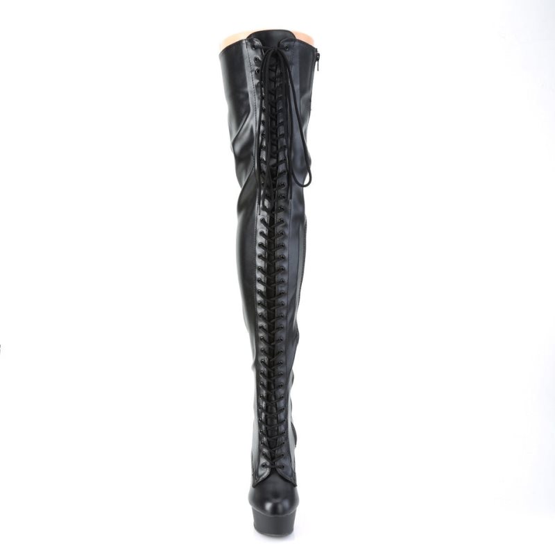 Pleaser Delight-3023 Vegan Leather Hoge Hakken Dames Zwart | BELGIE BEPSKRQX