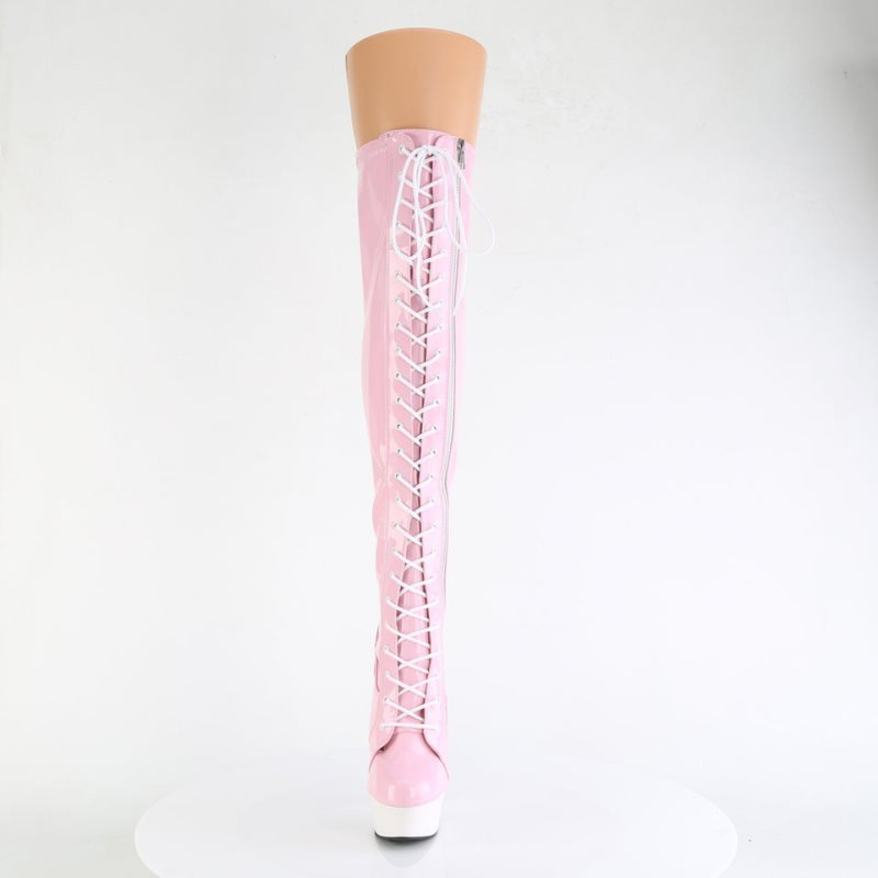 Pleaser Delight-3029 Hoge Hakken Dames Roze Wit | BELGIE BEXGILKQ