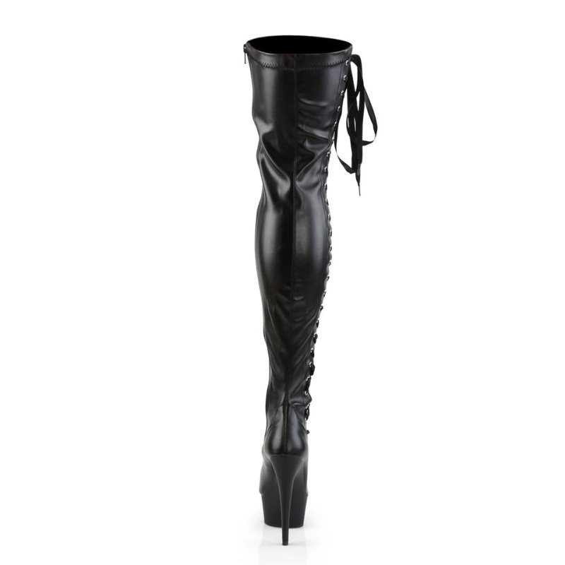 Pleaser Delight-3050 Vegan Leather Hoge Hakken Dames Zwart | BELGIE BEDWZHIY