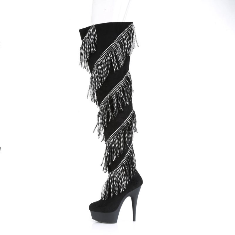 Pleaser Delight-3065 Hoge Hakken Dames Zilver Zwart | BELGIE BETOVQBG