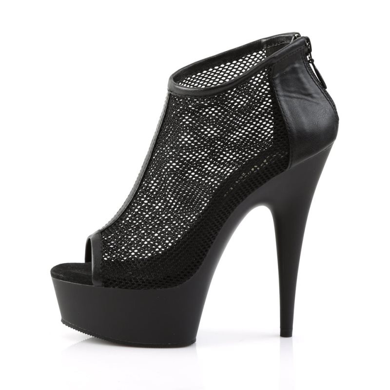Pleaser Delight-600-12 Vegan Leather Laarzen Dames Zwart | BELGIE BEAEXDRN