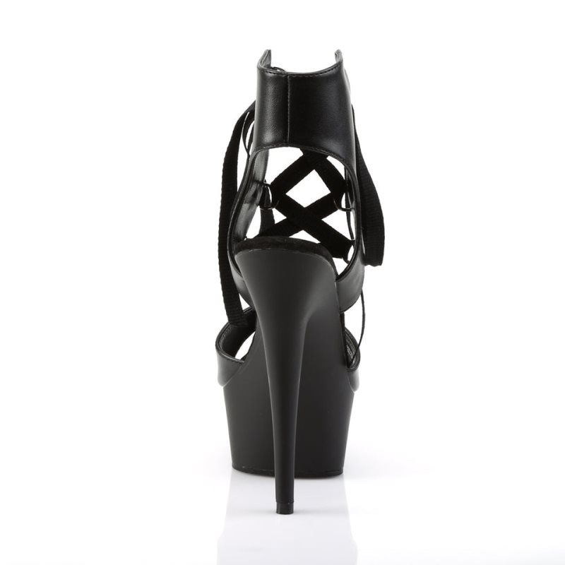 Pleaser Delight-600-14 Vegan Leather Hakken Dames Zwart | BELGIE BEGBZCLH