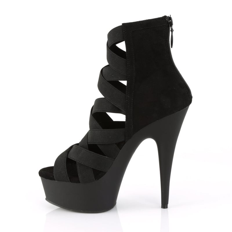 Pleaser Delight-600-24 Suede Hakken Dames Zwart | BELGIE BEJLKZBE
