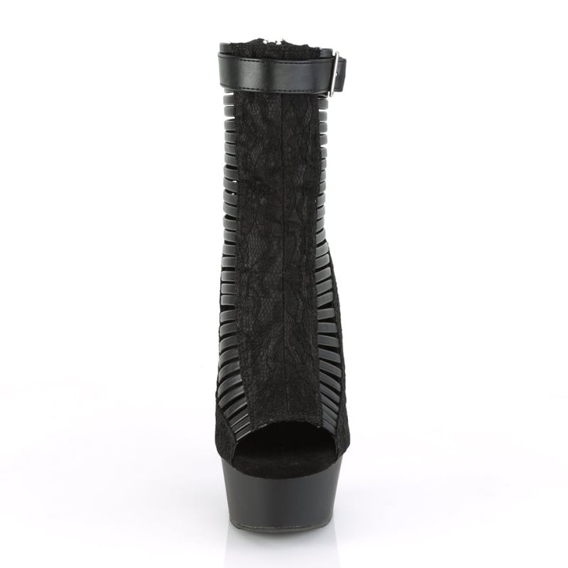 Pleaser Delight-600-27LC Vegan Leather Laarzen Dames Zwart | BELGIE BELRDVFN