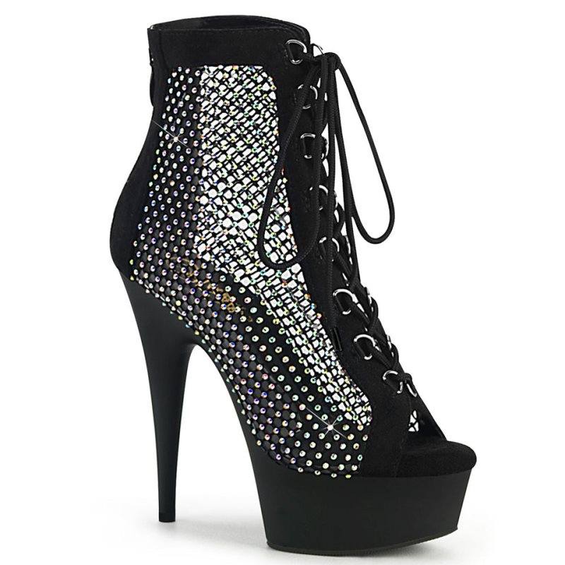 Pleaser Delight-600-33RM Suede Laarzen Dames Zwart | BELGIE BEGIZTMD