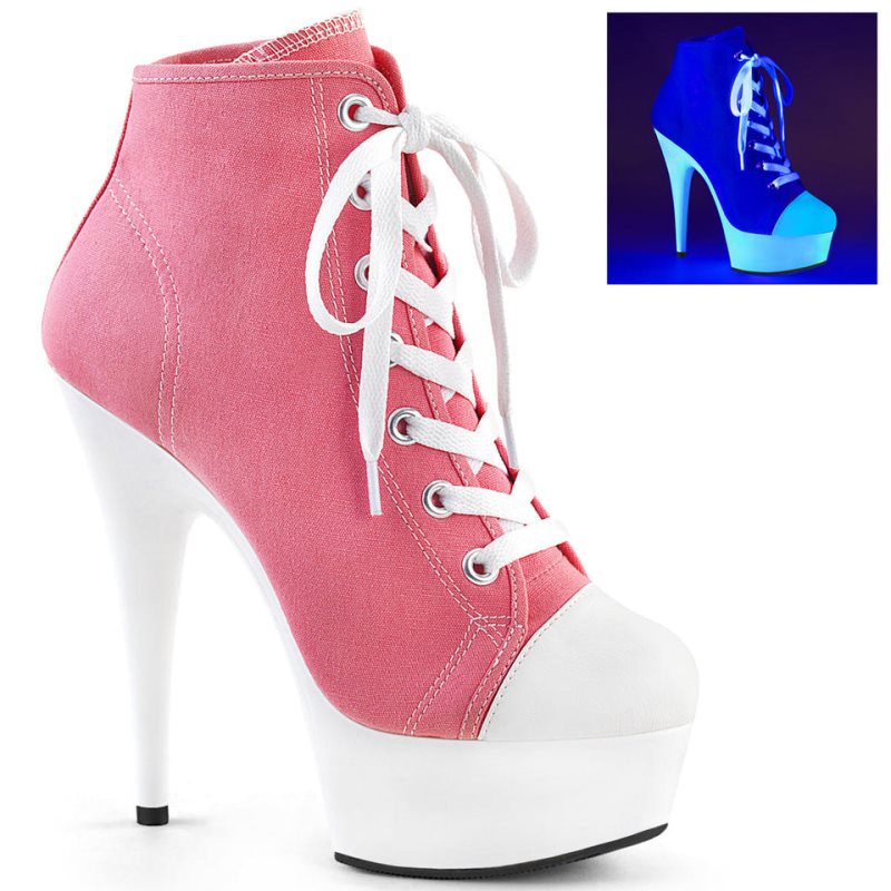 Pleaser Delight-600SK-02 Laarzen Dames Roze Wit | BELGIE BEMXLVJU