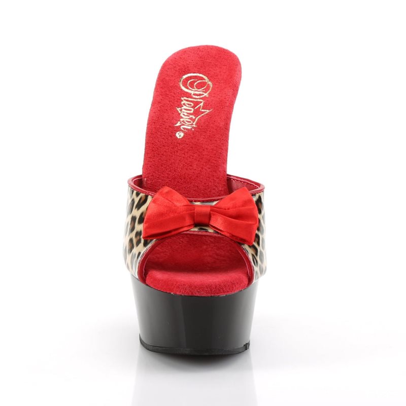 Pleaser Delight-601-6 Badslippers Plateauzool Dames Leopard Zwart | BELGIE BEVUMZHW
