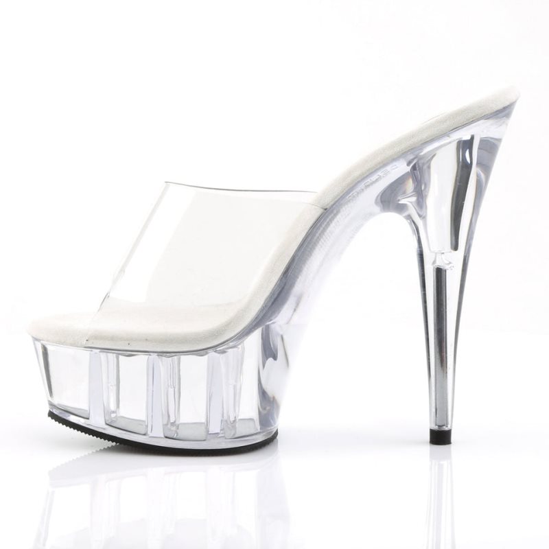 Pleaser Delight-601 Badslippers Plateauzool Dames Clear | BELGIE BERPVXBL
