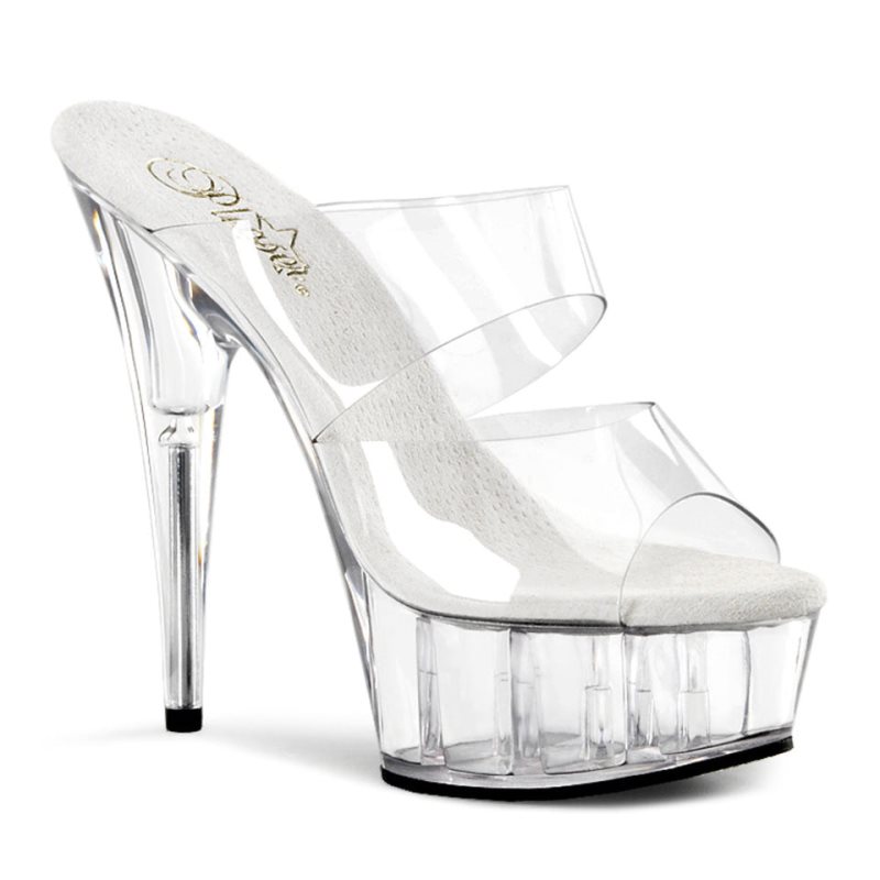 Pleaser Delight-602 Badslippers Plateauzool Dames Clear | BELGIE BEMRPDGZ