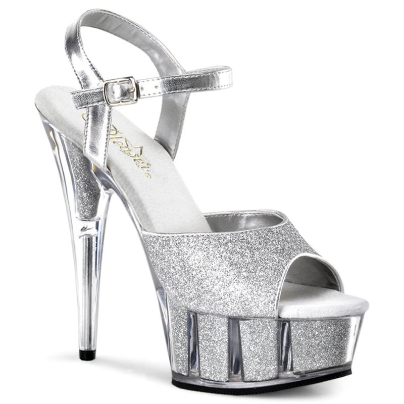 Pleaser Delight-609-5G Hakken Dames Zilver | BELGIE BEGDNRFU