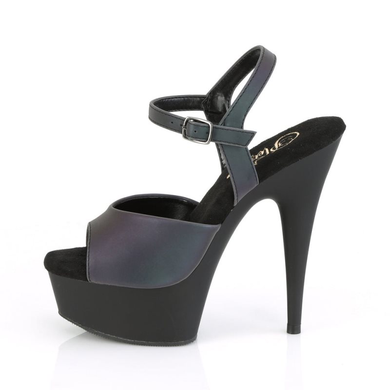 Pleaser Delight-609REFL Hakken Dames Groen Zwart | BELGIE BEGZCOPS