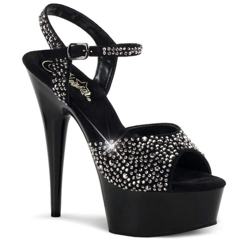 Pleaser Delight-609RS Suede Hakken Dames Zwart | BELGIE BEAZJVSB