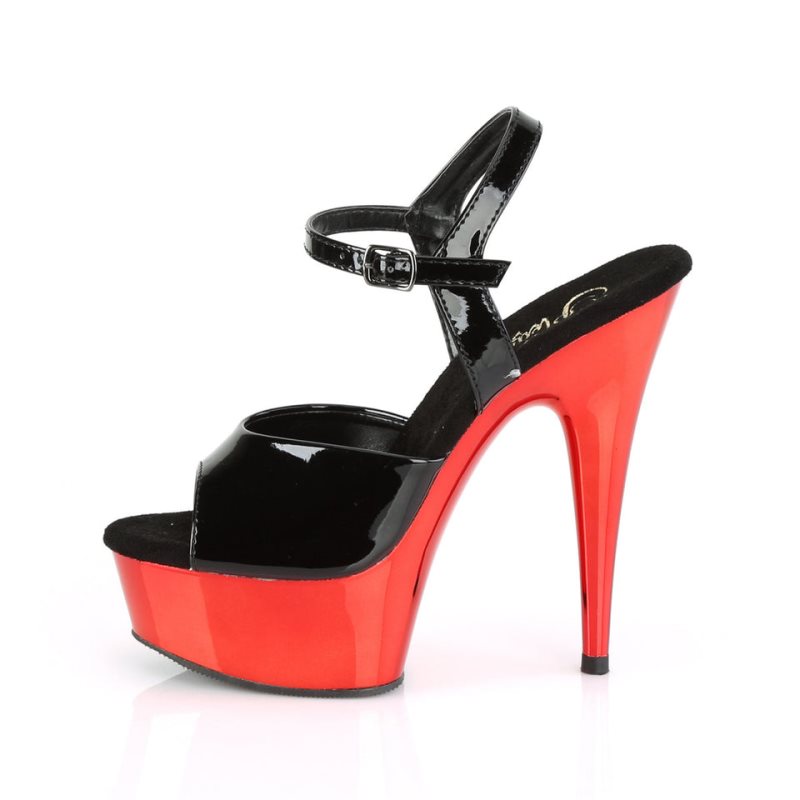 Pleaser Delight-609 Hakken Dames Zwart Rood | BELGIE BEIACEGH