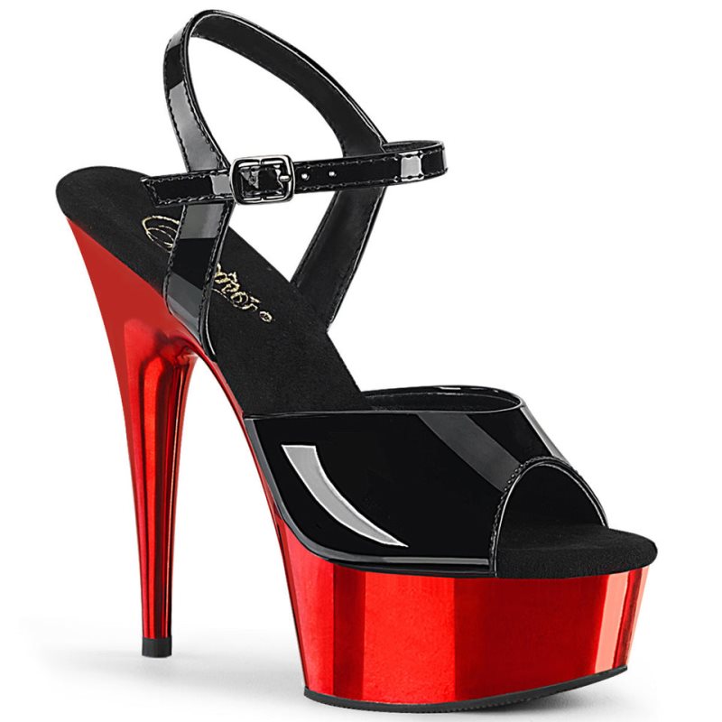 Pleaser Delight-609 Hakken Dames Zwart Rood | BELGIE BEIACEGH
