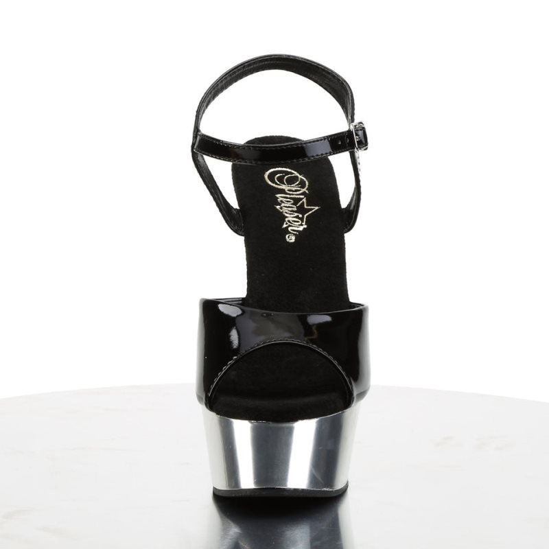 Pleaser Delight-609 Hakken Dames Zwart Zilver | BELGIE BEOBAHMZ