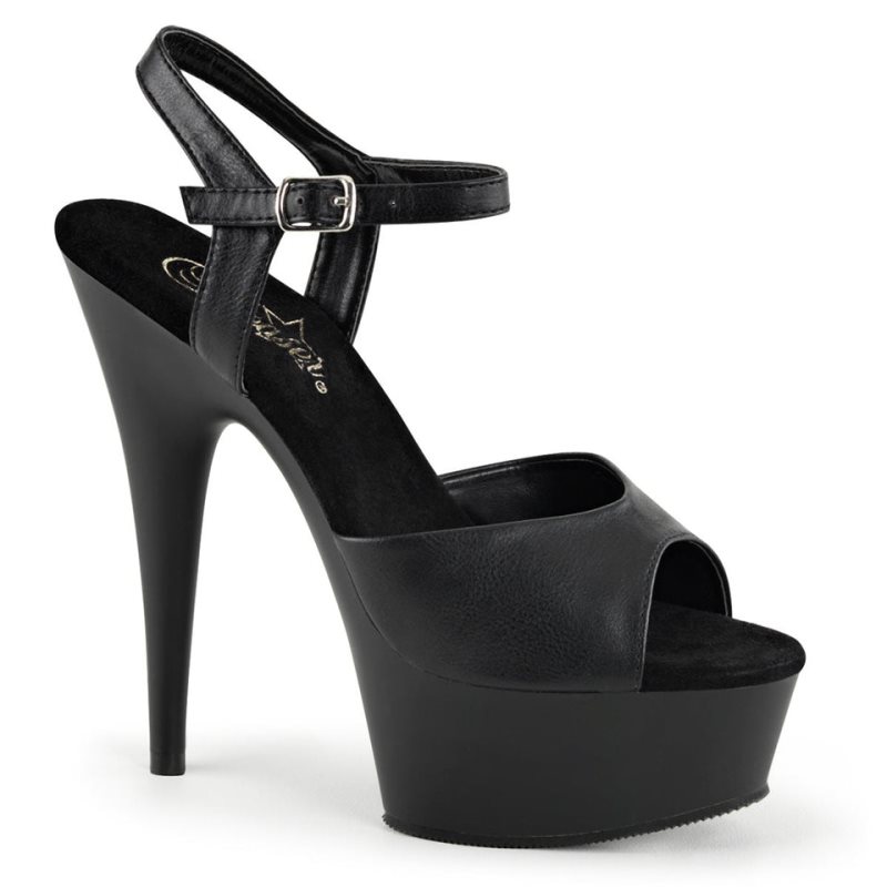 Pleaser Delight-609 Vegan Leather Hakken Dames Zwart | BELGIE BEDIBSCZ