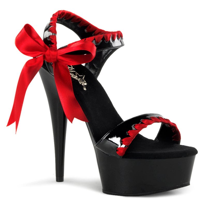 Pleaser Delight-615 Hakken Dames Rood Zwart | BELGIE BEJUEQRV