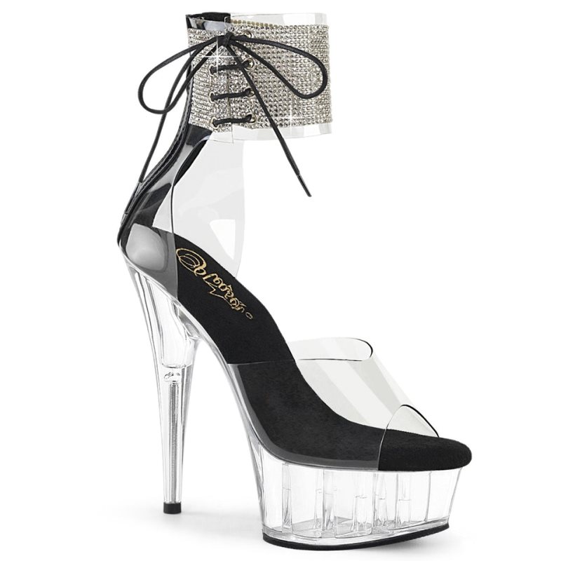 Pleaser Delight-624RS Hakken Dames Zwart | BELGIE BEQWRVZU
